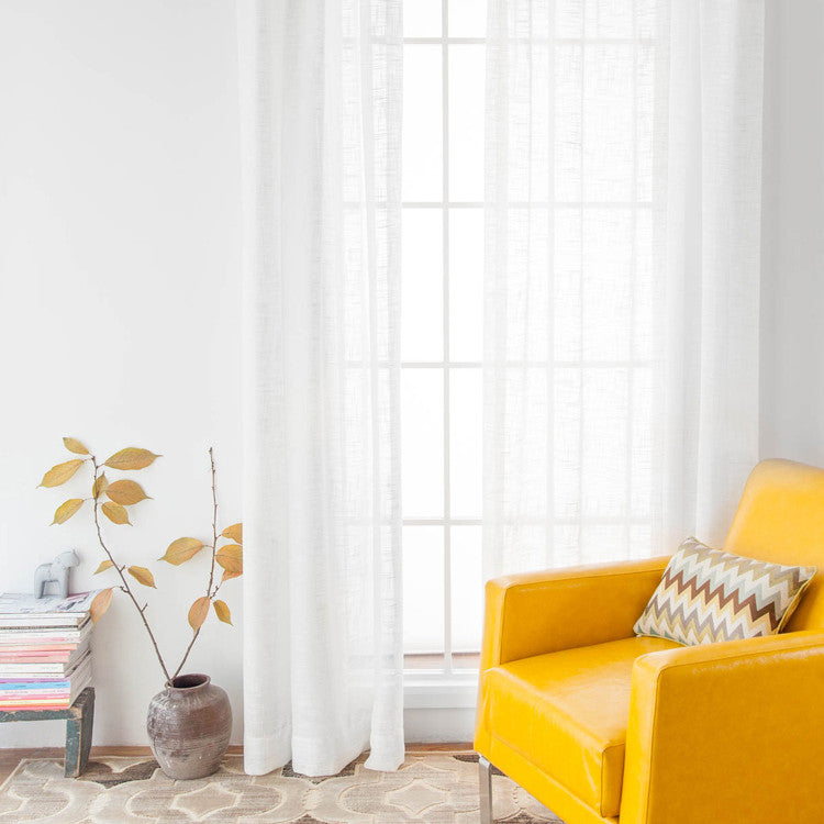 Rod Pocket Linen Sheer Curtains  Semi-Transparent Drapes 1 Panel