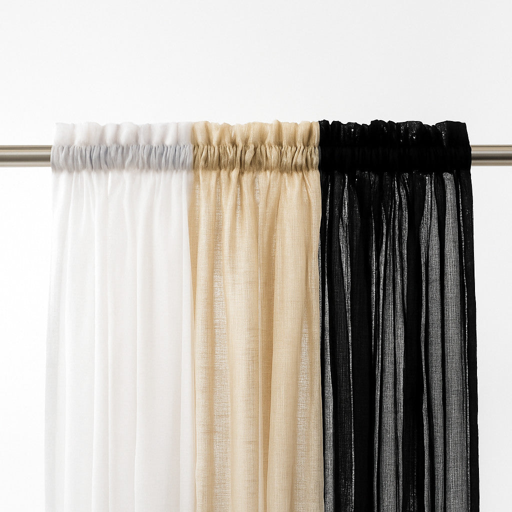 Rod Pocket Linen Sheer Curtains  Semi-Transparent Drapes 1 Panel