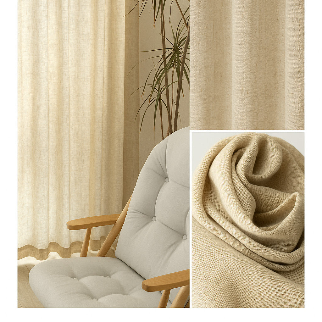 Rod Pocket Linen Sheer Curtains  Semi-Transparent Drapes 1 Panel
