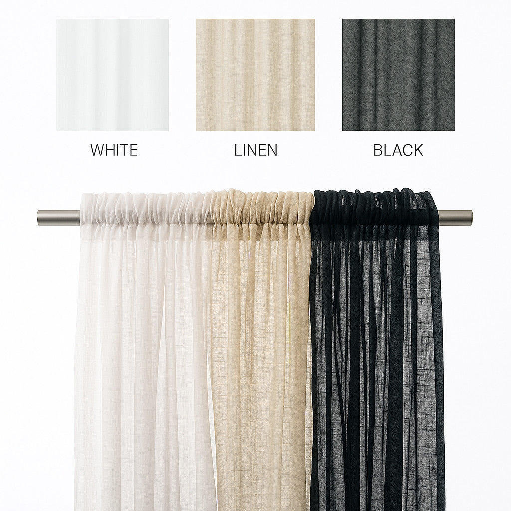 Rod Pocket Linen Sheer Curtains  Semi-Transparent Drapes 1 Panel